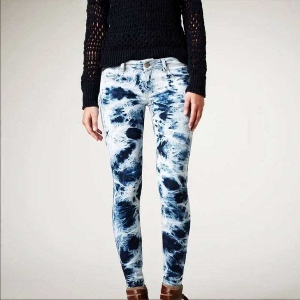 American Eagle Super Stretch Jegging Women 12 Regular Blue Tie Dye Bleach Wash